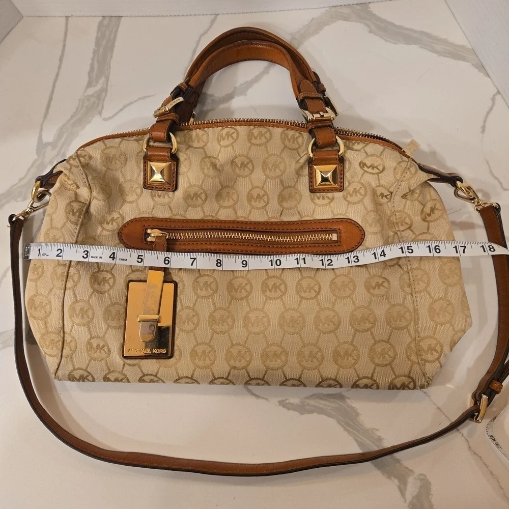 Michael Kors Calista Monogrammed Logo MK Handbag Crossbody Bag Brown
